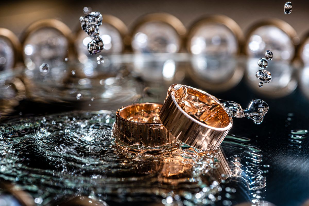 Gold rings in water