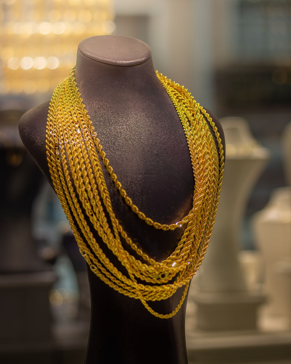 Necklace on display