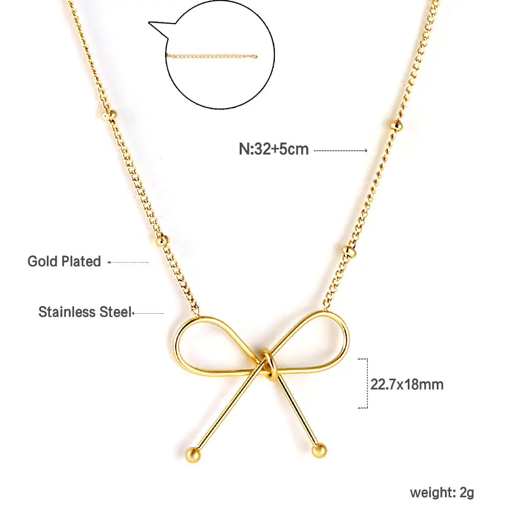 Gold Bow Pendant Necklace