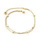 Gold-tone soft double-strand anklet with 6 small square charms (21 + 5 cm)