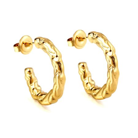 Gold-tone open semi-circular ear clasp, 3.5 x 21mm