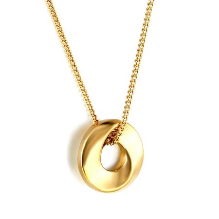 Gold-tone open-circle pendant necklace (40+5cm)