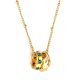 Gold-tone necklace with a pendant featuring three openwork circles and inlaid stones (40+5cm)