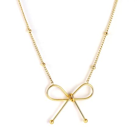 Gold Bow Pendant Necklace (32 + 5 cm)