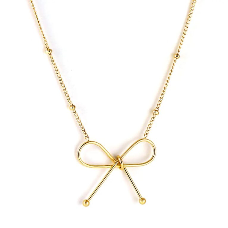 Gold Bow Pendant Necklace (32 + 5 cm)
