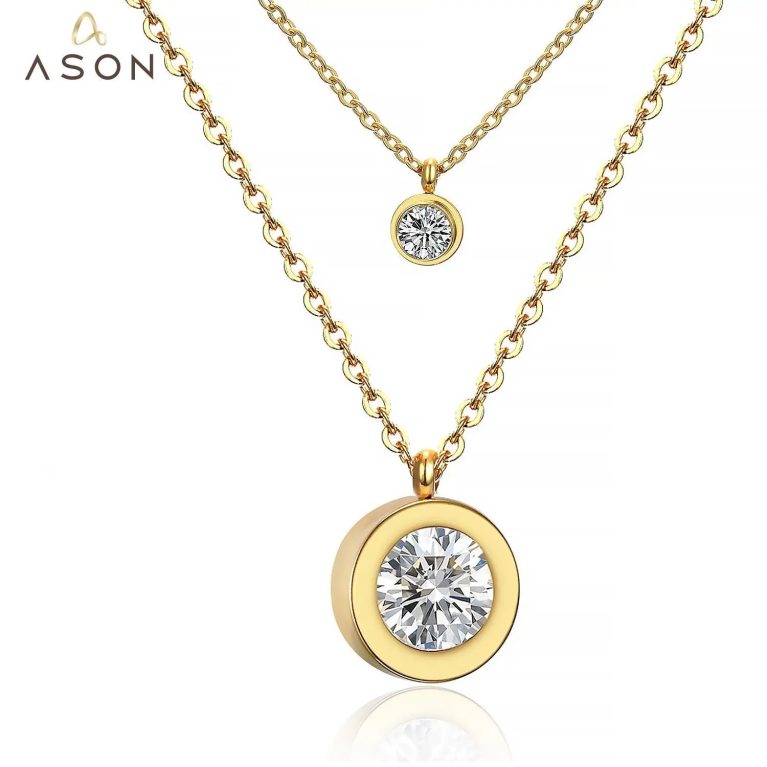 12mm Gold Double-Chain Pendant Necklace